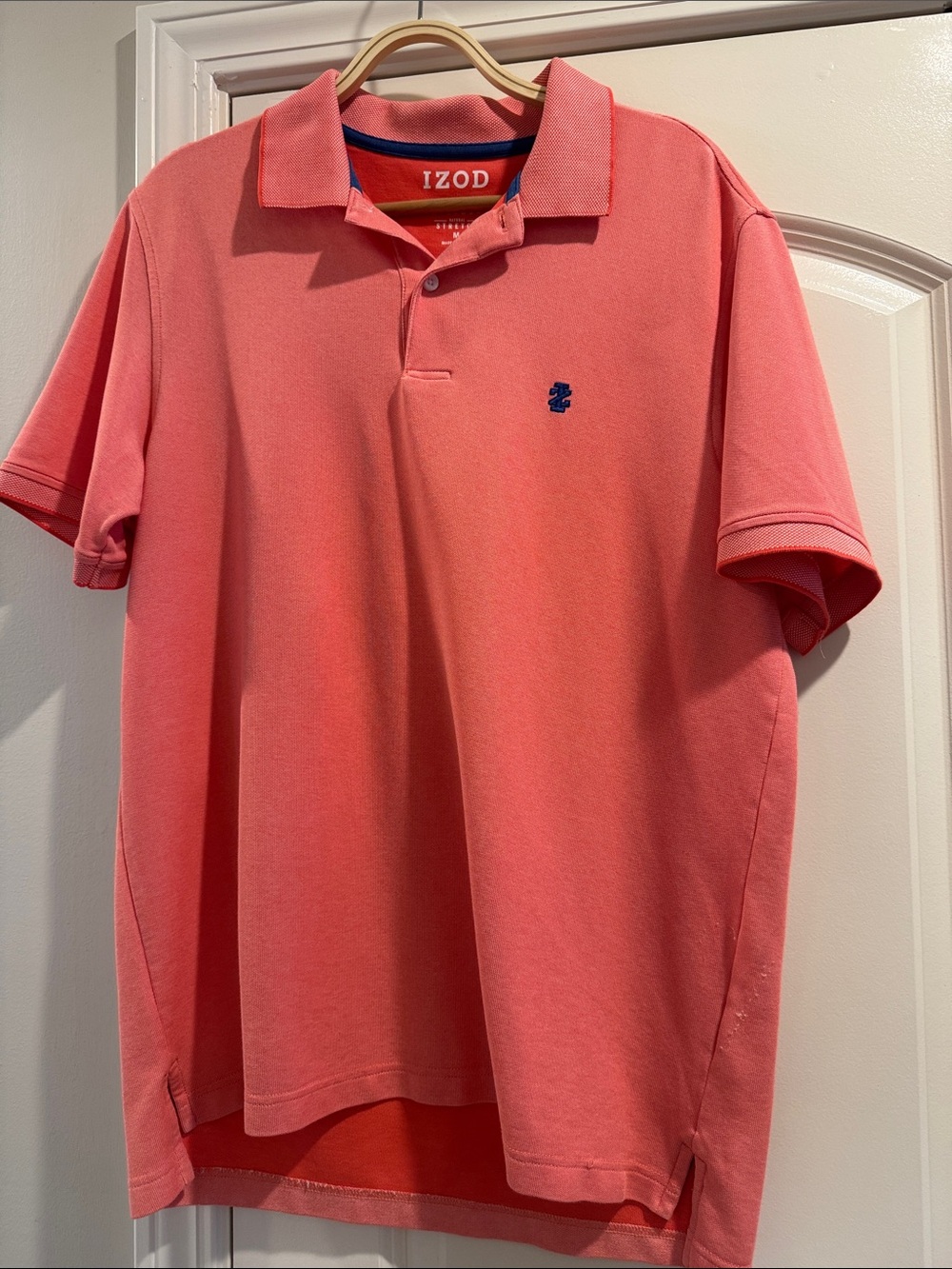 Izod Men's Coral Pink Polo with Contrast Logo